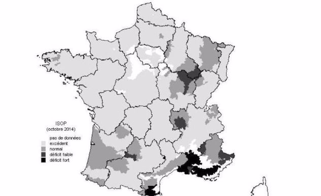 Carte de France de la pousse d'herbe en 2014