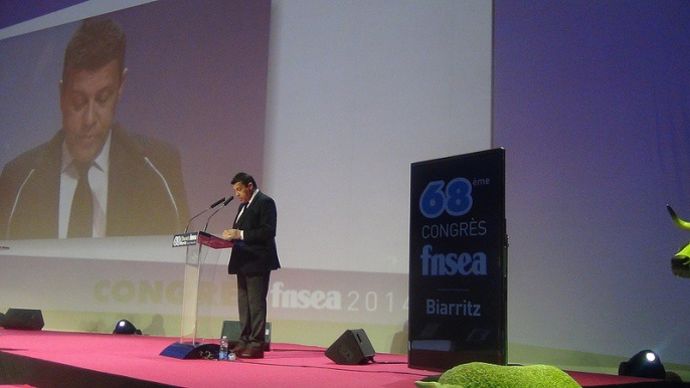 Xavier Beulin, président de la Fnsea au congrès de Biarritz en avril 2014. 