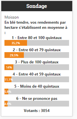 Sondage sur les résultats de rendements en blé tendre.