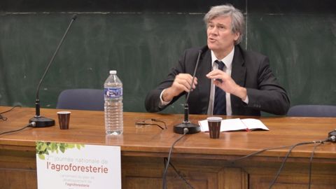 Présentation par Stéphane Le Foll du Plan national de développement de l'agroforesterie dans le cadre de la journée nationale de l'agroforesterie à Agro-Paris-Tech. (©Pascal Xicluna/Min.Agri.Fr)