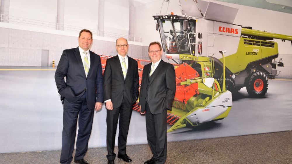 De gauche à droite : Jan-Hendrik Mohr (Ventes et marketing), Hans Lampert (Finance, contrôle et gestion d'entreprise) et Lothar Kriszun (Porte-parole du board et responsable tracteurs). (©Claas)