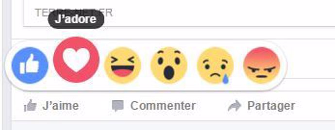 Nouveaux boutons proposés sur Facebook