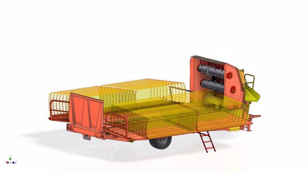 Le modèle Big Confort, dans sa version 22700, permet le chargement de huit balles rectangulaires ou plusieurs balles rondes grâce à sa caisse de 23m3 (©Gyrax) 