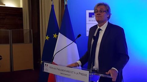 Stéphane Le Foll, lors de ses voeux aux parlementaires et à la presse mardi 24 janvier 2017. (©Terre-net Média)