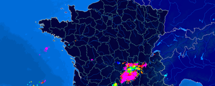 Impact de foudre mardi 13 juin à 21h.