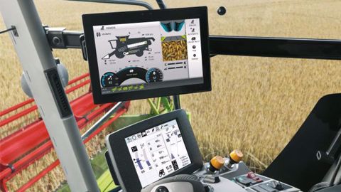 Claas Cebis Mobile, le haut de gamme des terminaux sur Claas Lexion. (©Claas) Claas Cebis Mobile, le haut de gamme des terminaux sur Claas Lexion. (©Claas)