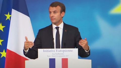 Emmanuel Macron, ici lors d'un discours à la Sorbonne en septembre 2017, annoncera une série de mesures conclusives au premier chantier des Etats généraux de l'alimentation, mercredi 11 octobre vers 17h, sur le marché national de Rungis. (©Terre-net Média)