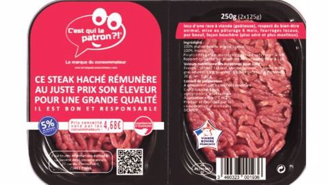 Le steak haché « C'est qui le patron ?! » choisi par les consommateurs pour une meilleure rémunération des éleveurs. (©C'est qui le patron ?!)