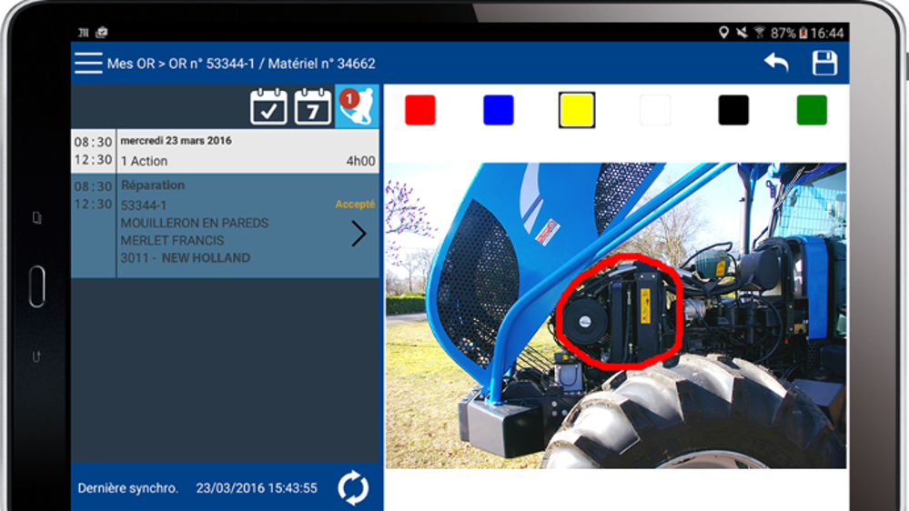iMob Service d'Irium pour faciliter les interventions des techniciens de la concession dans les fermes. (©Irium)