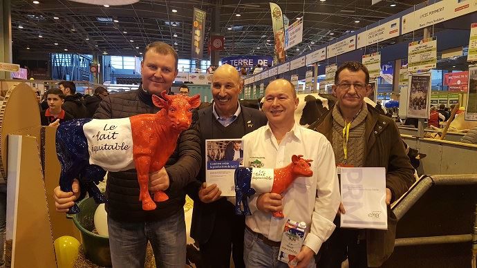 Boris Gondoin, président de l'Apli, Romuald Schaber, président de l'EMB,  Jean-Luc Pruvost, président de Faire France et Joseph Martin, de l'OPL, étaient réunis vendredi 2 mars au salon de l'agriculture pour présenter la nouvelle étude du BAL sur les coûts de production laitière.