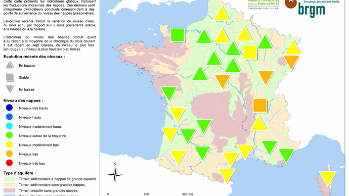 Etat des nappes phréatiques au 1er avril 2019.