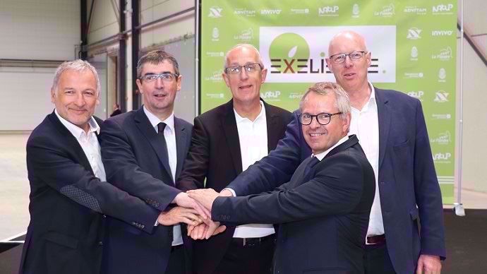 De gauche à droite : Pascal Mombled, directeur général de Semences de France, Bertrand Hernu, président d'Advitam, Étienne Regost, directeur d'Exélience, Jean-Charles Deschamps, président d'Exélience et de Nat'Up et Jean-François Gaffet, président de Noriap