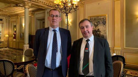 Jean-Pierre Bonnet, à gauche, et Jean-Marc Escure, respectivement président et directeur de Limousin Promotion, lors de la conférence de presse à Paris le 12 février 2020. (©Terre-net Média) Jean-Pierre Bonnet, à gauche, et Jean-Marc Escure, respectivement président et directeur de Limousin Promotion, lors de la conférence de presse à Paris le 12 février 2020. (©Terre-net Média)