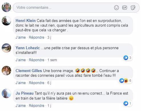posts facebook manque attractivite filiere laitiere