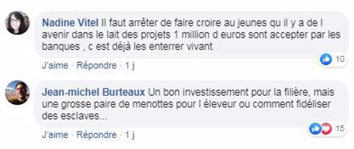 post facebook paroles de lecteurs investissement en elevage laitier