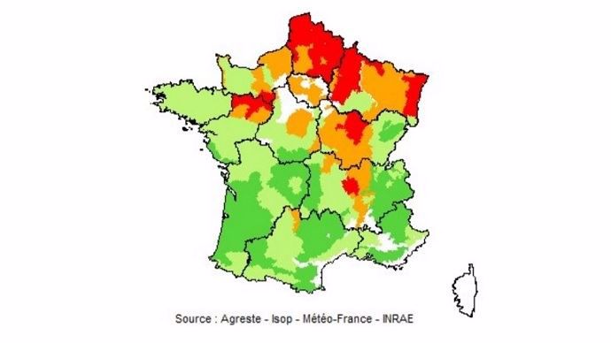 Carte sur la pousse de l'herbe au 20 juin 2020 