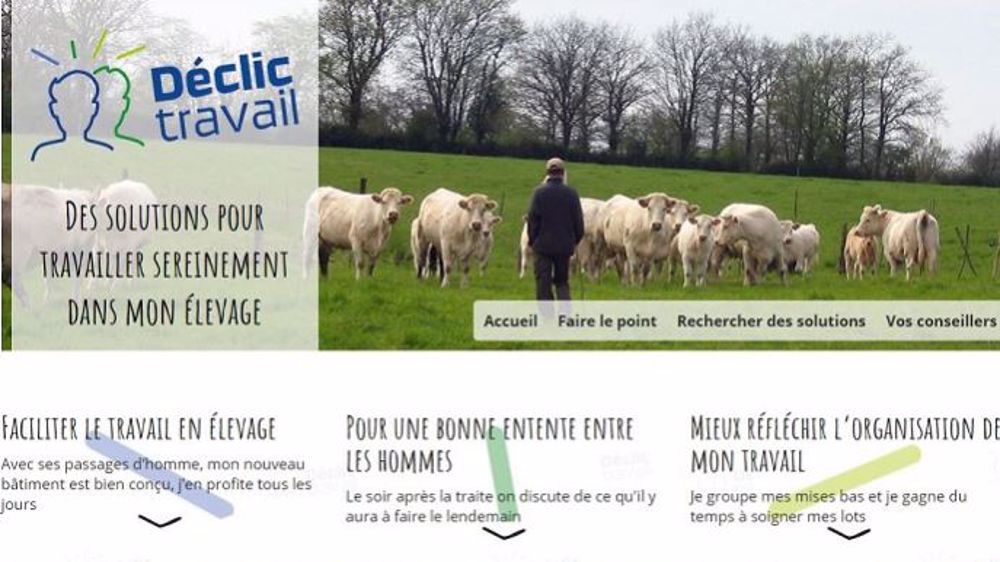 <a href="http://www.declictravail.fr" target="_blank">www.declictravail.fr</a> est ergonomique, clair, simple à utiliser et riches en informations pour les éleveurs et l'ensemble des acteurs de la filière, qui s'intéressent à la problématique du travail en élevage. (©idele, Cniel, CNE, chambres d'agriculture, Anicap, CRA-W)