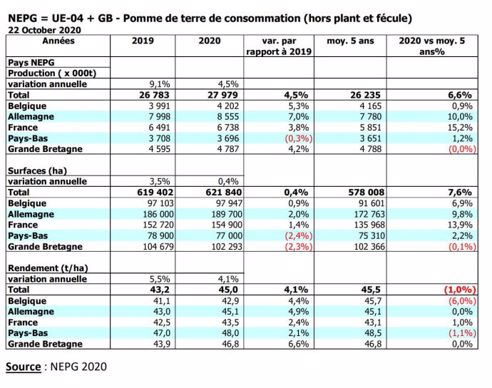 Pommes de terre de consommation