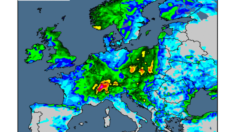 Prévisions de pluies à sept jours. (©WorldAgWeather)