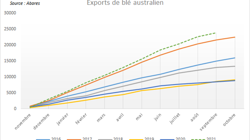 Exports de blé australien.
