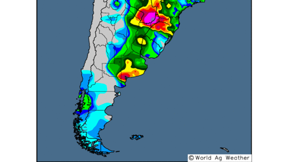 Précipitations enregistrées sur les sept derniers jours. (©WorldAgWeather)