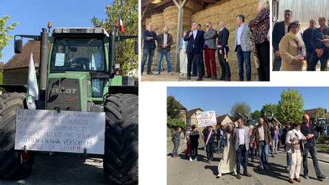 De nombreux élus et agriculteurs se sont rassemblés à Saint-Aubin-en-Bray en soutien à Vincent Verschuere le 6 mai. (©Terre-net Média) De nombreux élus et agriculteurs se sont rassemblés à Saint-Aubin-en-Bray en soutien à Vincent Verschuere le 6 mai. (©Terre-net Média)