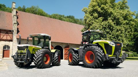 Claas fête les 25 ans de son tracteur Xerion et sort une édition limitée au look rétro. (©Claas) Claas fête les 25 ans de son tracteur Xerion et sort une édition limitée au look rétro. (©Claas)