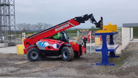 Manitou a levé le voile sur son prototype de chariot télescopique fonctionnant à l'hydrogène, un modèle issue de sa gamme construction. (©Manitou) Manitou a levé le voile sur son prototype de chariot télescopique fonctionnant à l'hydrogène, un modèle issue de sa gamme construction. (©Manitou)