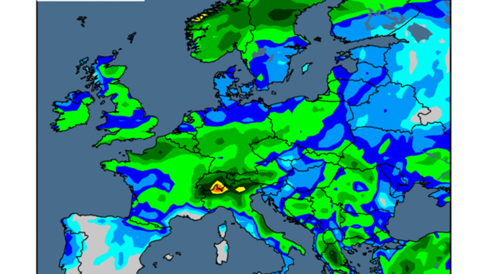 Les pluies excessives en Allemagne risquent de perdurer. (©WorldAgWeather) Les pluies excessives en Allemagne risquent de perdurer. (©WorldAgWeather)