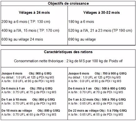 Objectif de croissance des génisses laitières