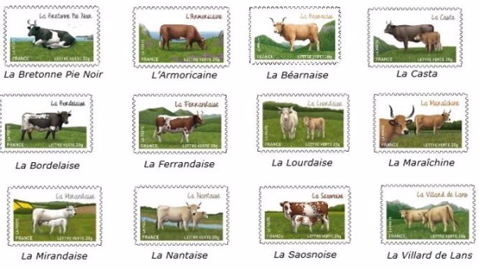 Carnet de timbres vaches de nos régions