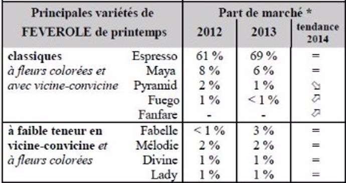 Variétés de féverole cultivées