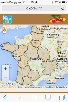 l'application Dekalb vous géolocalise et vous transmets les infos de la station la plus proche de chez vous. 300 sont opérationnelles pour 2014.