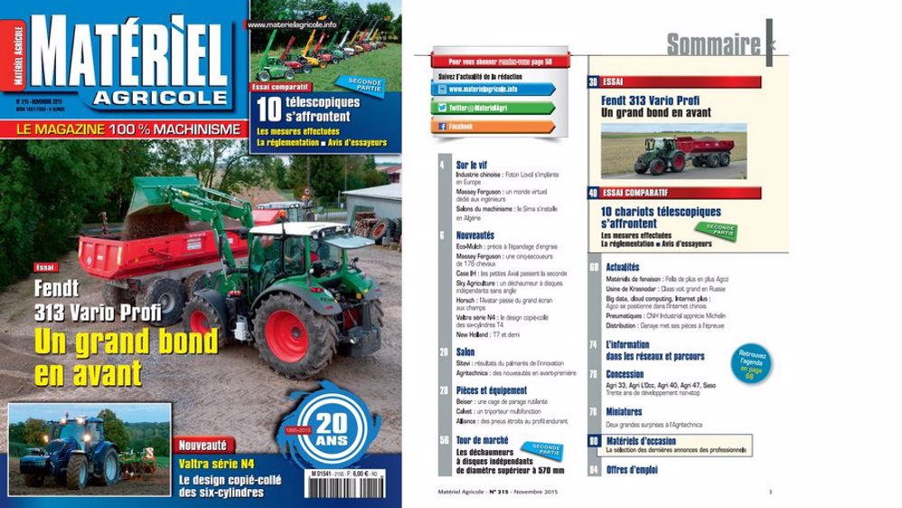 Matériel Agricole n°215 en kiosque ou dans votre boîte aux lettres !