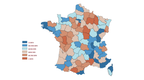 Immatriculations 2017 : l'évolution par département