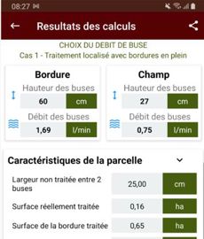 Pour le traitement localisé, l’appli prend en compte la hauteur des buses en bordure et dans le champ. L’agriculteur connaît précisément la quantité de produit et d’eau à préparer. © PréciLoc