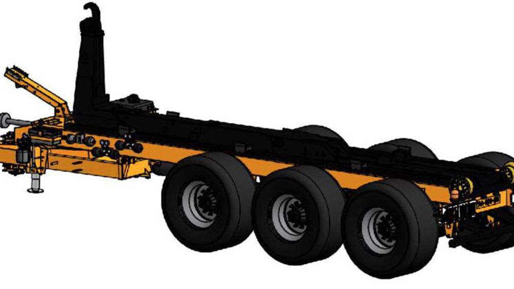 Un porte-caissons Ampliroll à trois essieux