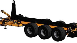 Un porte-caissons Ampliroll à trois essieux Un porte-caissons Ampliroll à trois essieux