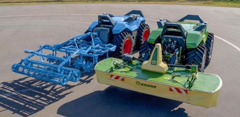 Lemken et Krone se sont associés pour développer ce porteur autonome doté d’un relevage à 3 points. © Krone — Lemken