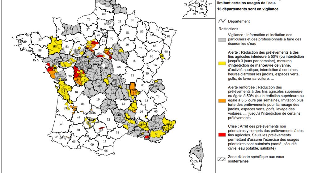 35 départements soumis à des restrictions d’eau