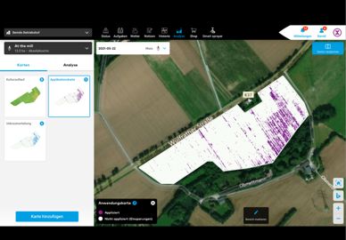 Les données collectées par les caméras sont transférées dans le logiciel Xarvio de BASF. © BASF