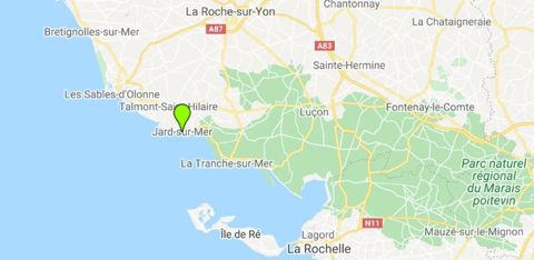 C’est sur la commune de Jard-sur-Mer en Vendée qu’un piège photo a pris un cliché du loup. © Google Maps
