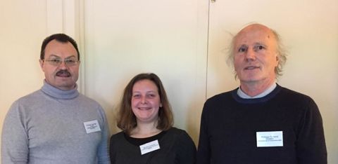De gauche à droite : Philippe Lapouge, juré et président de la délégation de l’Île-de-France et des Dom-Tom du réseau Restau’Co, Myriam Loloum, la coordinatrice filières d’Unébio, et Philippe Cabarat, le président de la commission bio d’Interbev, lors de la présentation des Trophées de l’innovation des viandes bio en restauration hors domicile. © V. Scarlakens/GFA