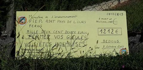L’éleveur a reçu 1 212 euros pour l’indemnisation d’une brebis tuée par l’ourse Sorita. © DR
