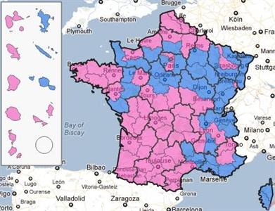 Résultats de la présidentielle française 2012 par département et par commune.