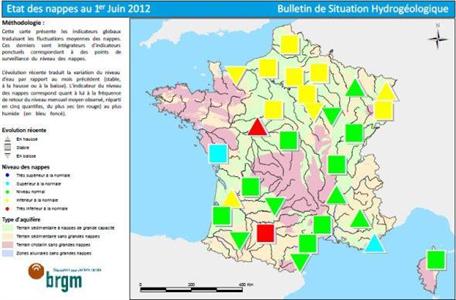 Etat des nappes souterraines au 1er juin 2012