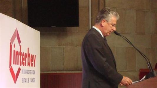 Dominique Langlois, président d'Interbev, lors du discours d'ouverture de la première convention de l'interprofession.