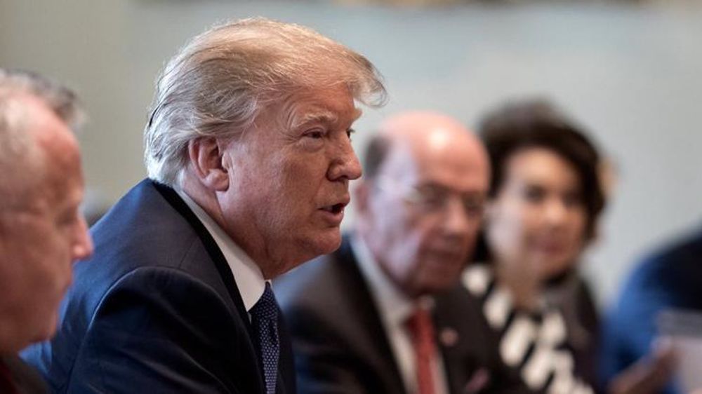 Donald Trump lors d’une réunion de cabinet à la maison blanche le 9 avril 2018. © Twitter/Maison Blanche