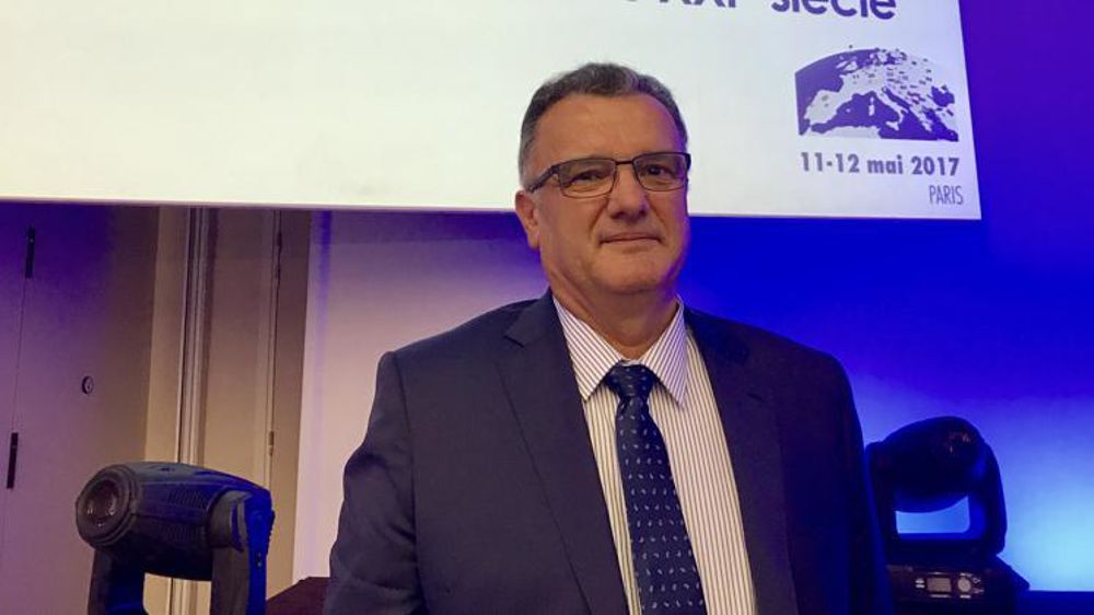 Michel Prugue, président de Coop de France, lors du congrès de la CNMCCA à Paris en mai 2017. © R. Aries/GFA