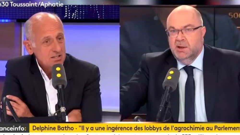 Stéphane Travert répondant aux questions de Jean-Michel Apathie sur l’antenne de France Info ce 25 mai 2018. © France Info